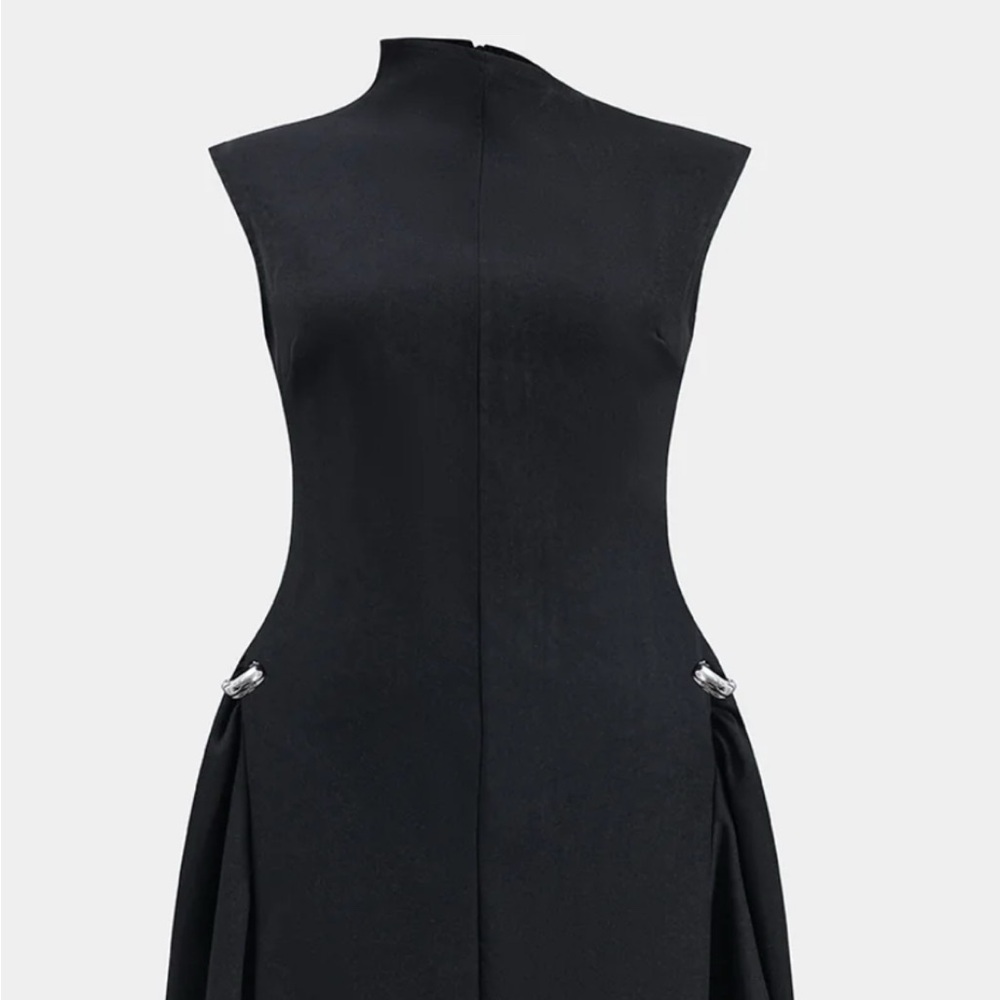 Micas Plus Size Ruched Metallic Decor Sleeveless Maxi Dress